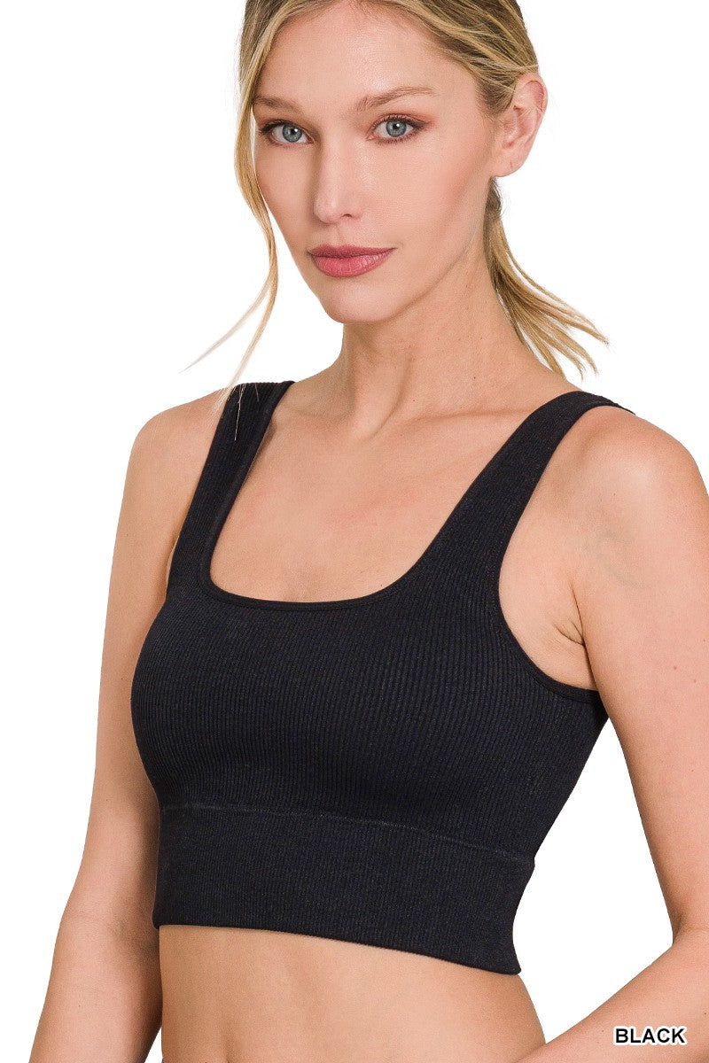 Ribbed Crop Padded Bra Top – Essential Edge Clothing