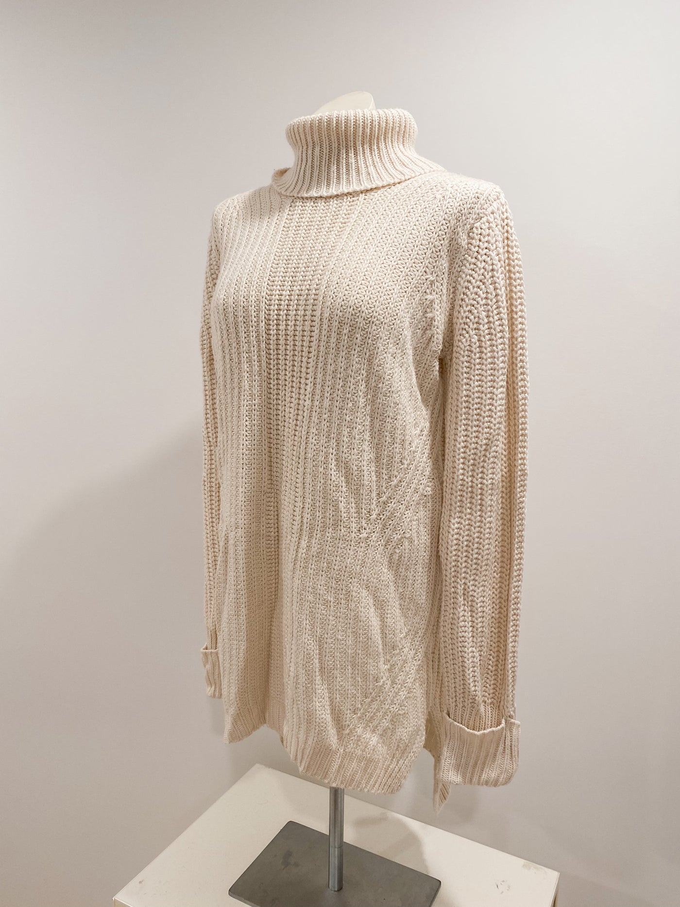 Knit Cream Sweater Dress