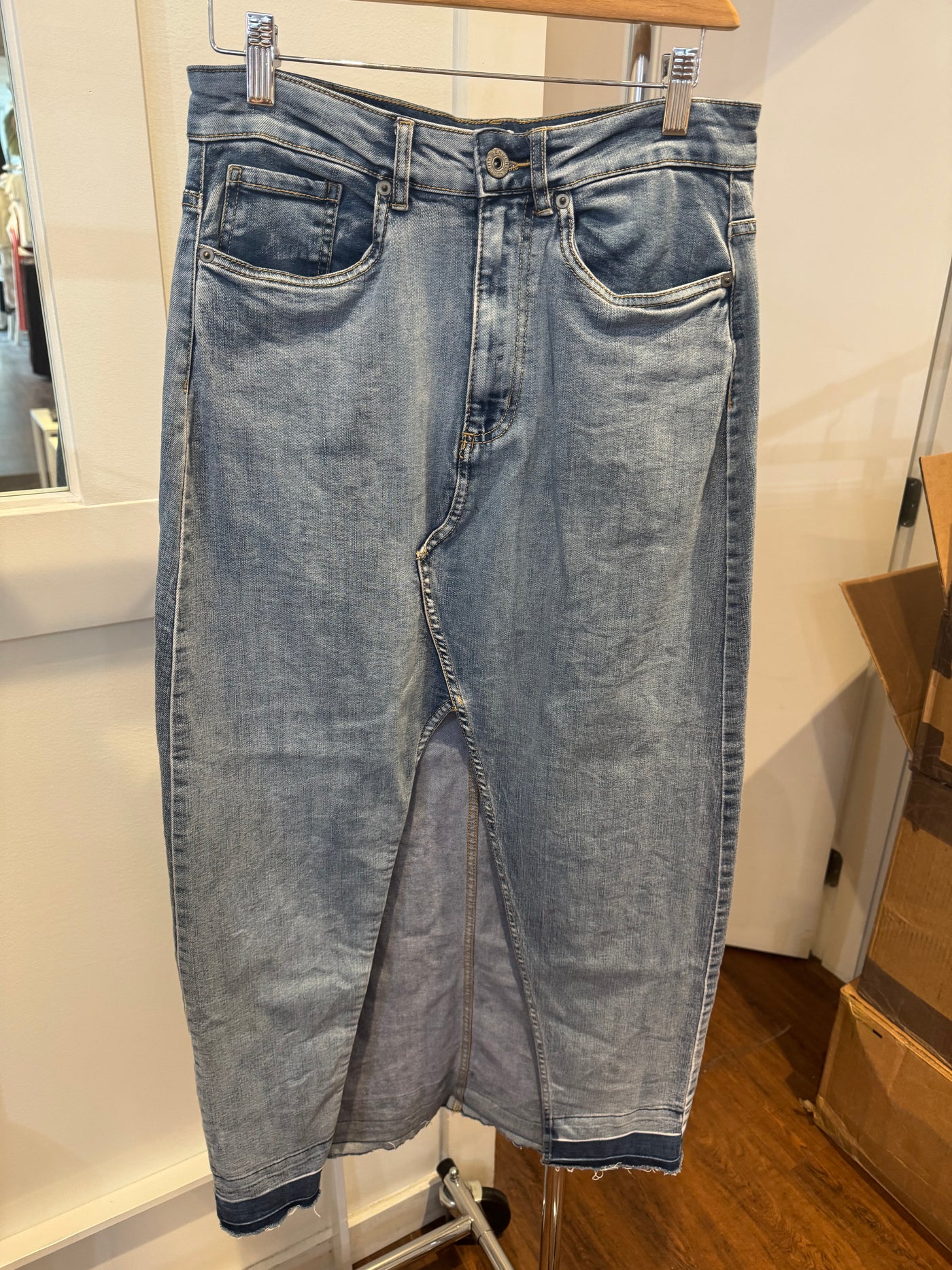 Denim long skirt