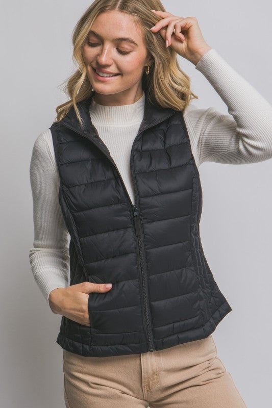 Black Packable Puffer Vest