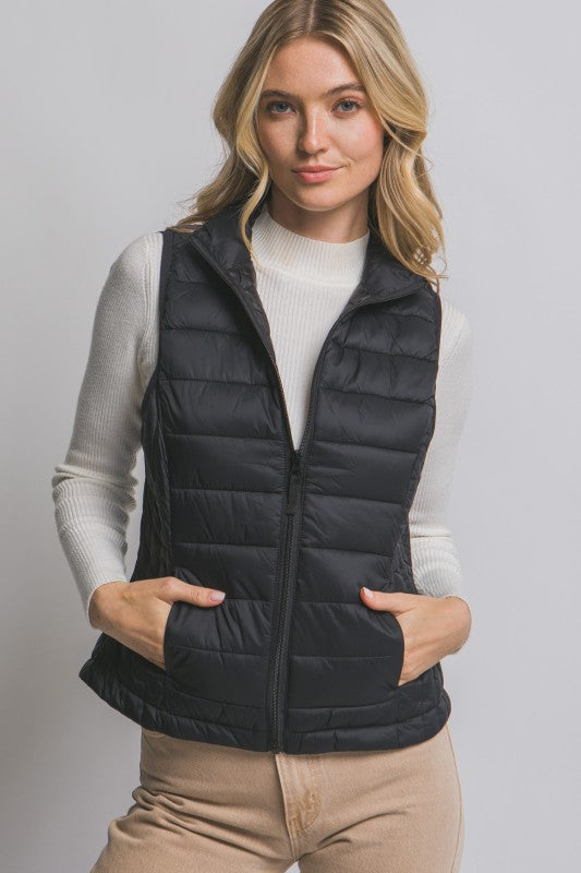 Black Packable Puffer Vest