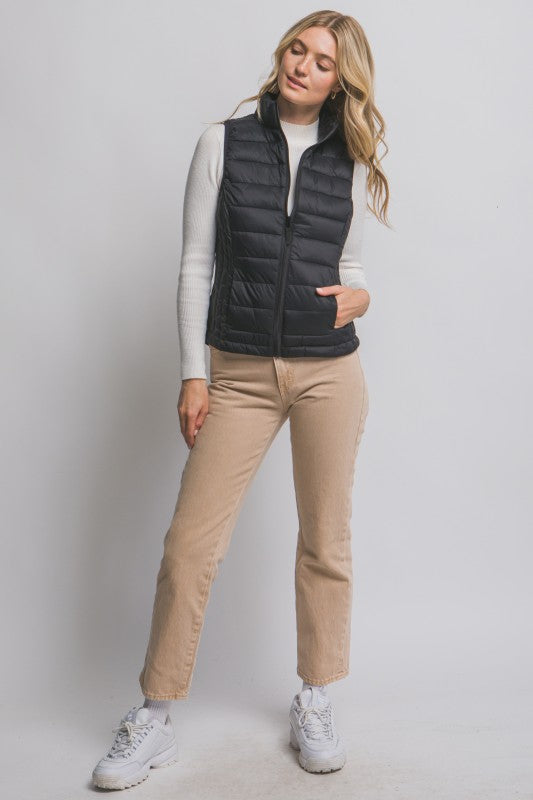 Black Packable Puffer Vest