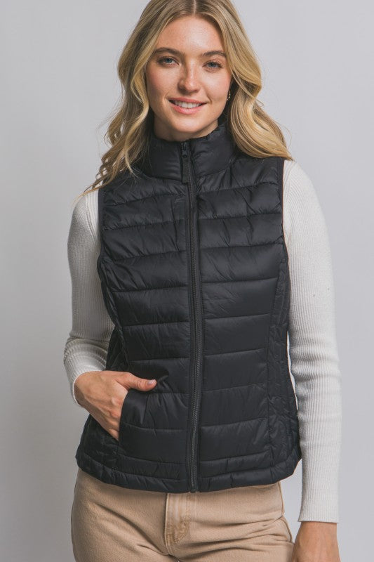 Black Packable Puffer Vest