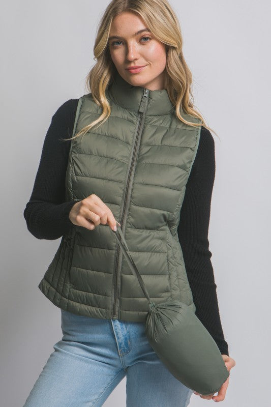Black Packable Puffer Vest