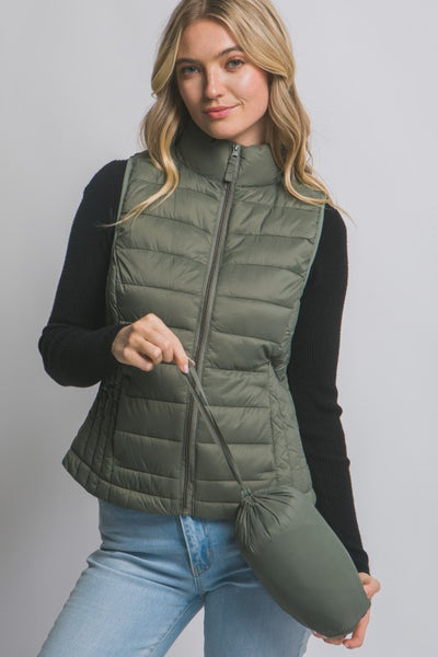 Black Packable Puffer Vest
