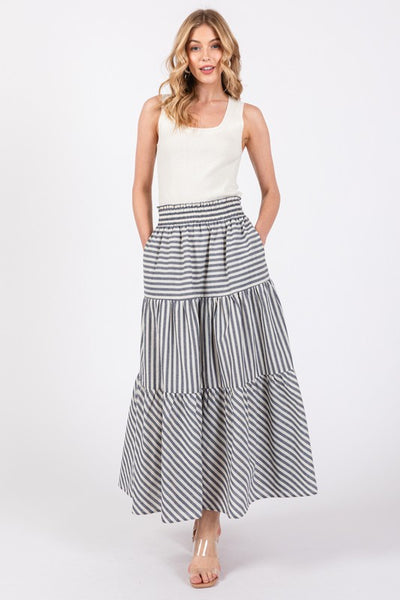 Cotton Striped Maxi Skirt