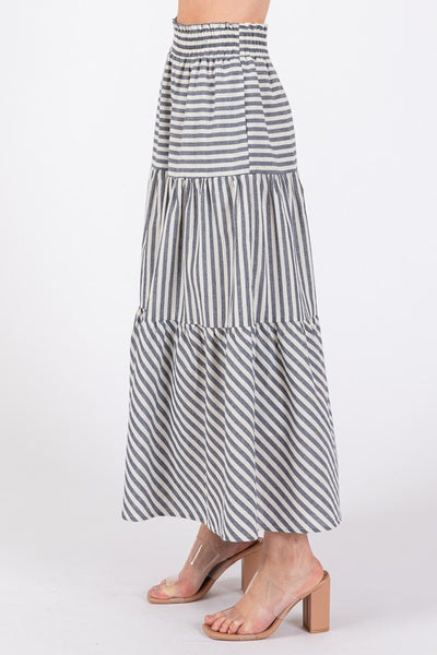 Cotton Striped Maxi Skirt