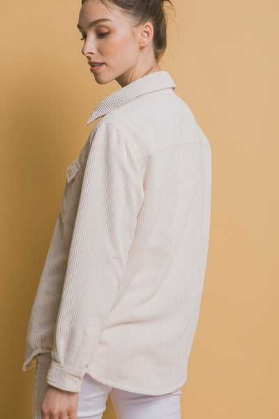 Cream Corduroy Reversible Shacket