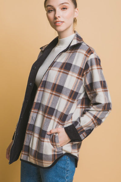 Black Corduroy Reversible Shacket