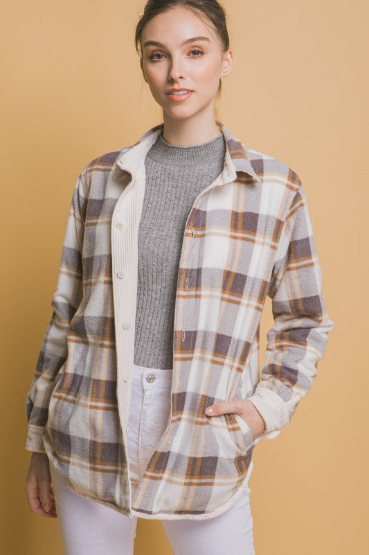 Cream Corduroy Reversible Shacket