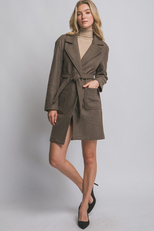 Tie Front Espresso Coat
