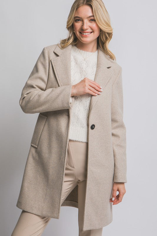 Button Oatmeal Trench