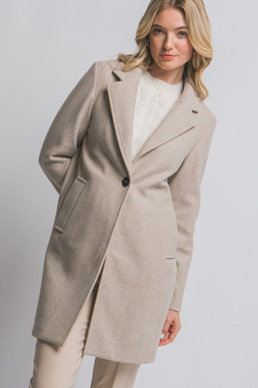 Button Oatmeal Trench