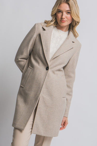 Button Oatmeal Trench