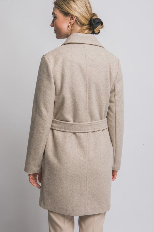 Tie Front Oatmeal Coat