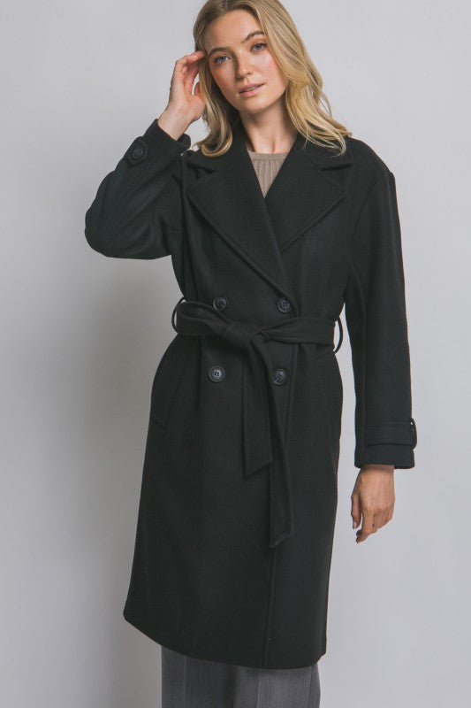 Tie Front Black Trench