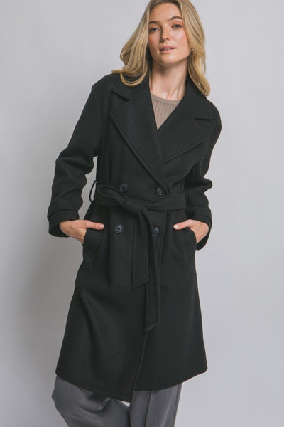 Tie Front Black Trench