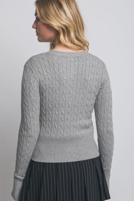 Cozy Cable Knit Fog Cardigan