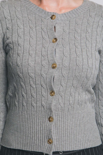 Cozy Cable Knit Fog Cardigan