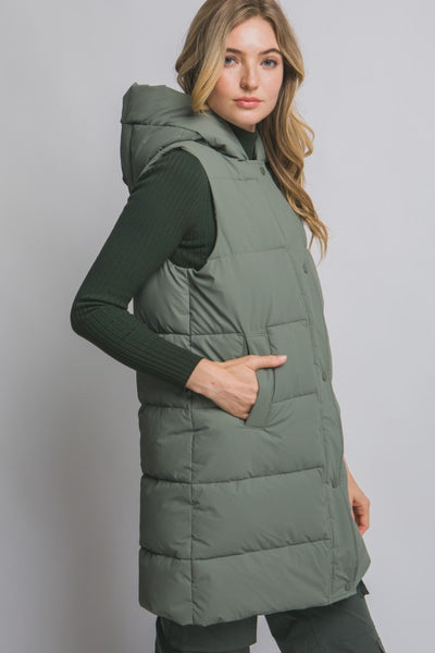 Sage Long Puffer Vest