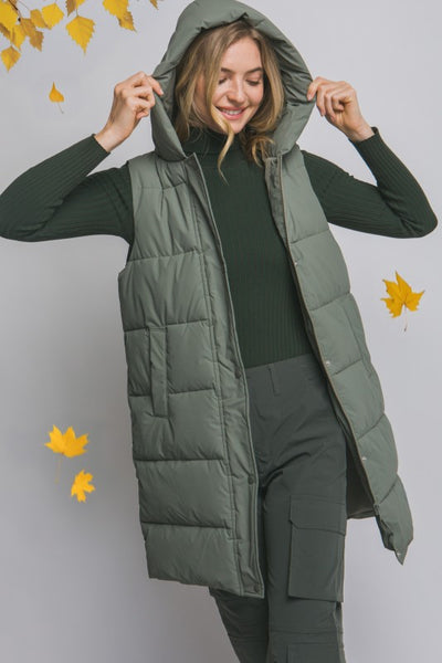 Sage Long Puffer Vest