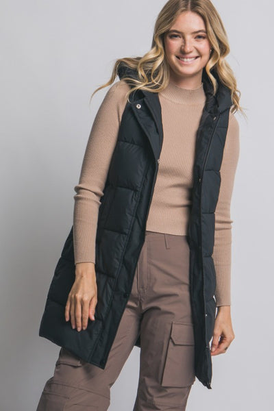 Black Long Puffer Vest