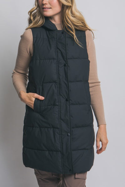 Black Long Puffer Vest