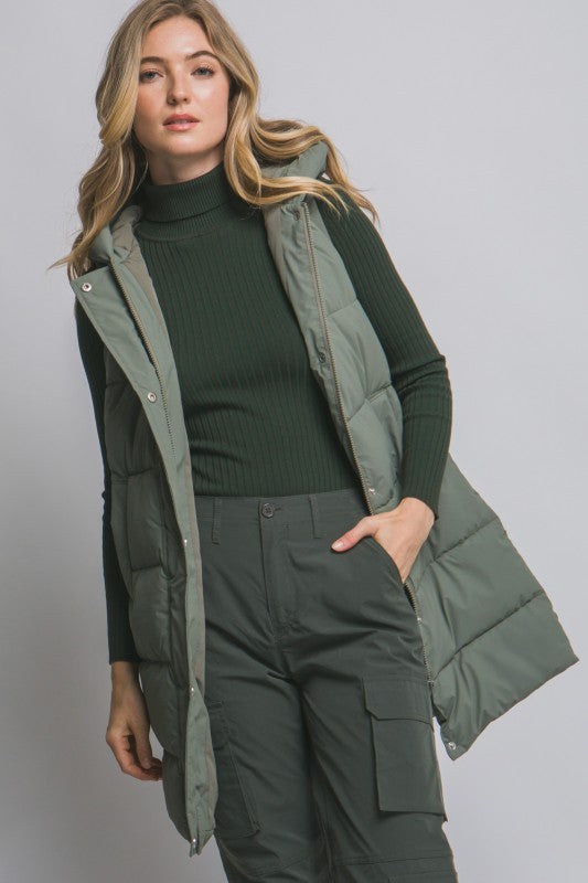 Sage Long Puffer Vest