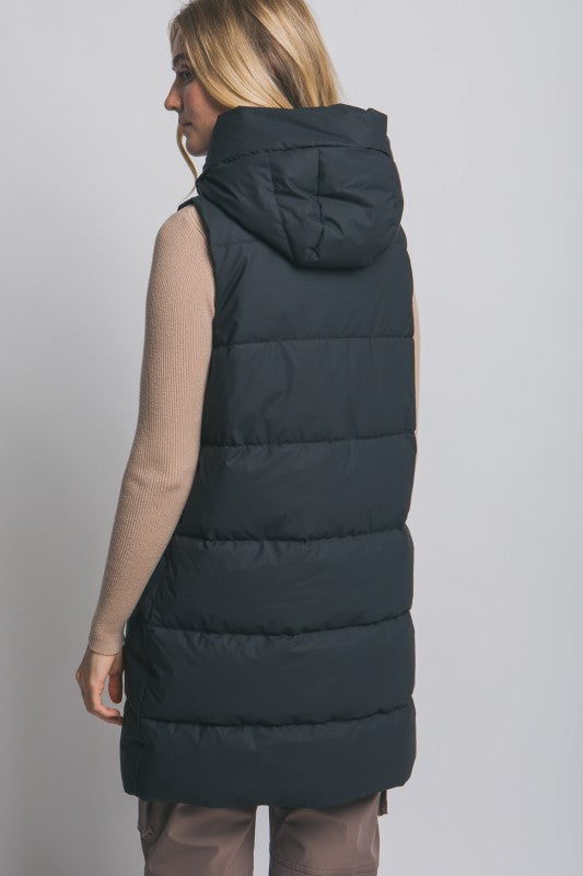 Black Long Puffer Vest