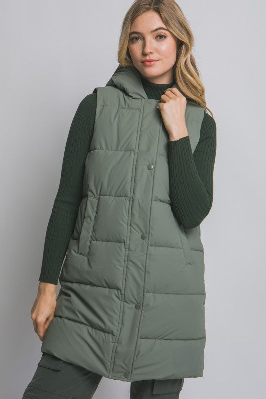 Sage Long Puffer Vest