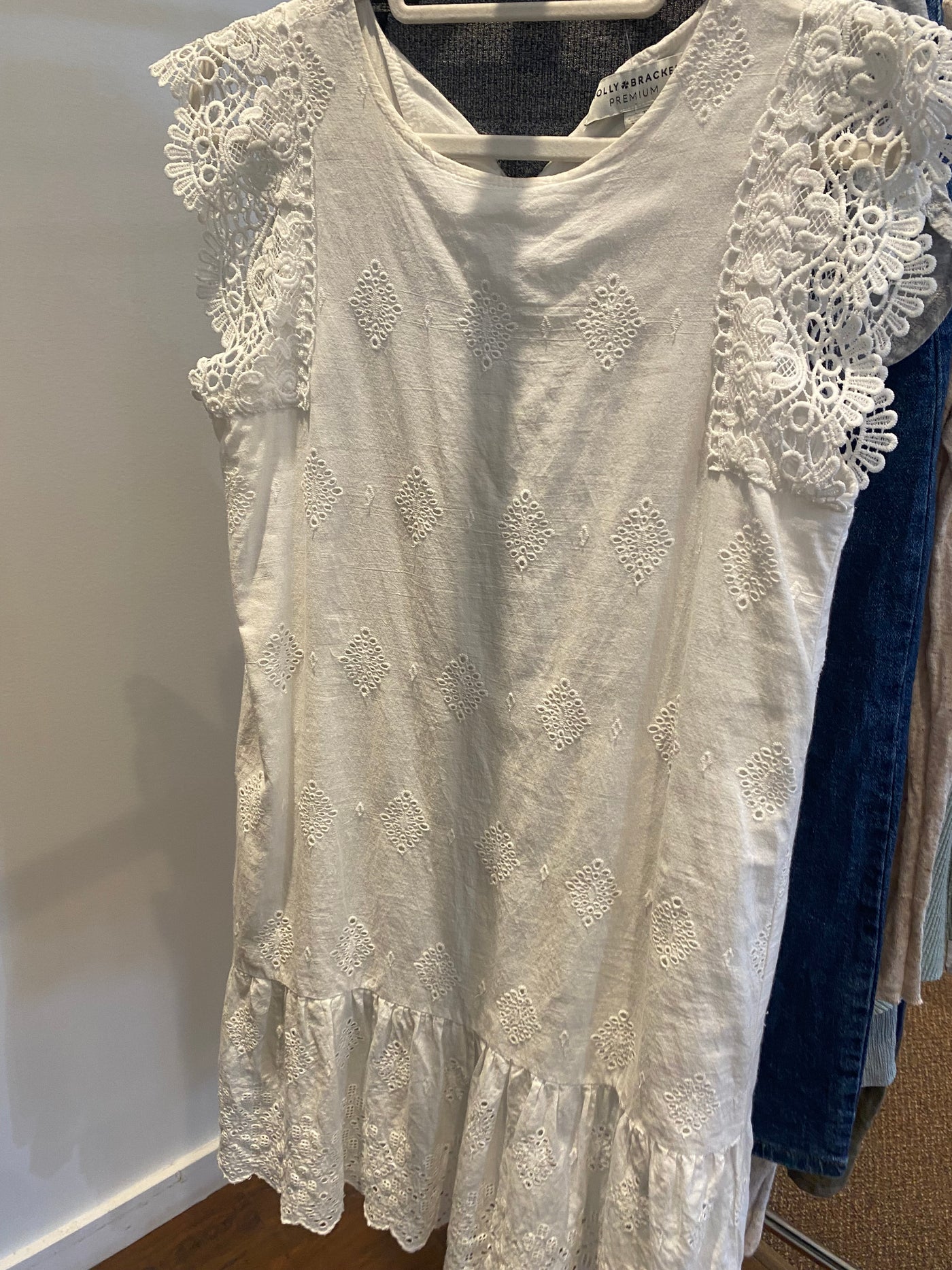 White Cotton Detailed Dress