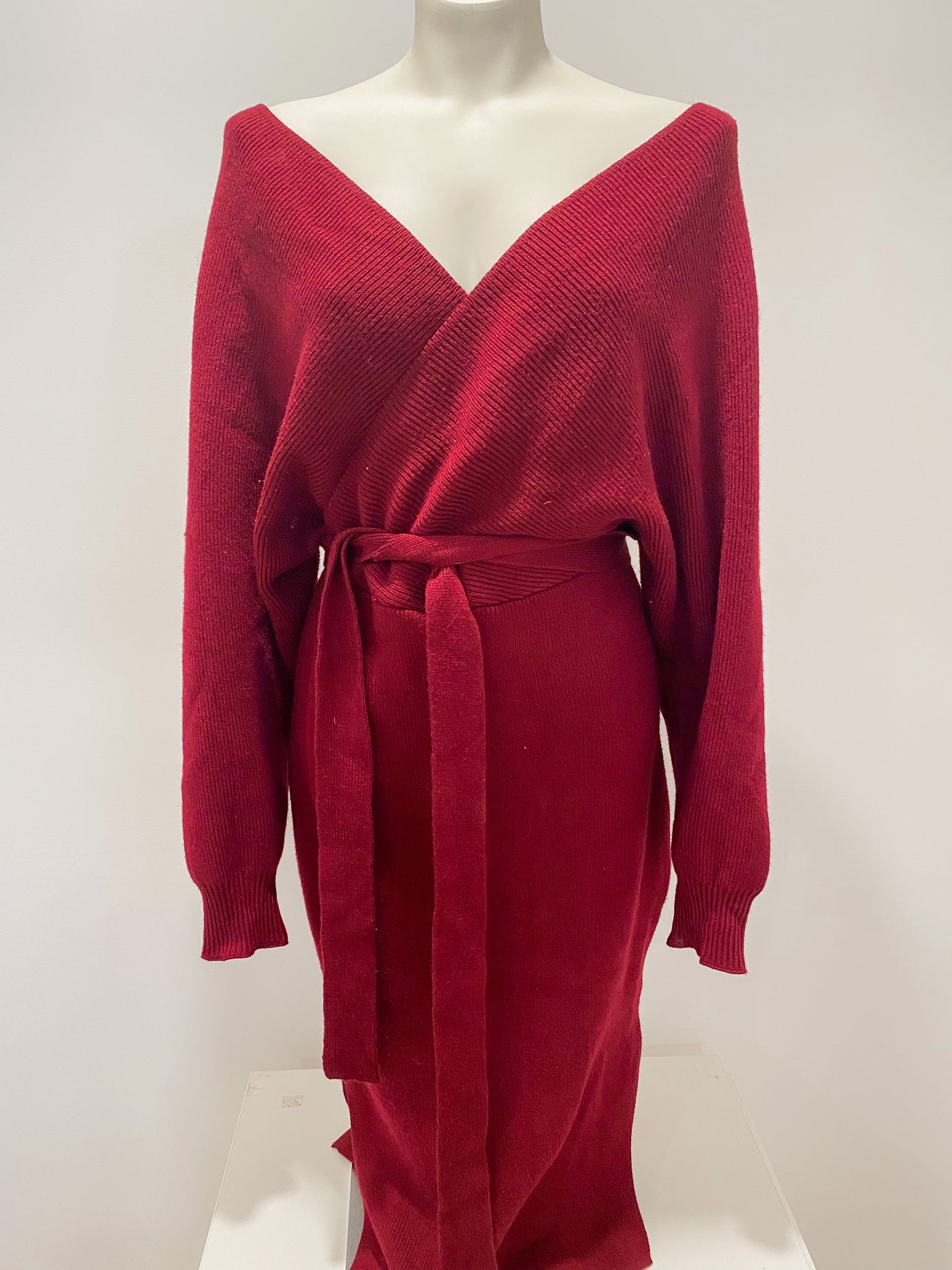 Merlot Knit Wrap Dress
