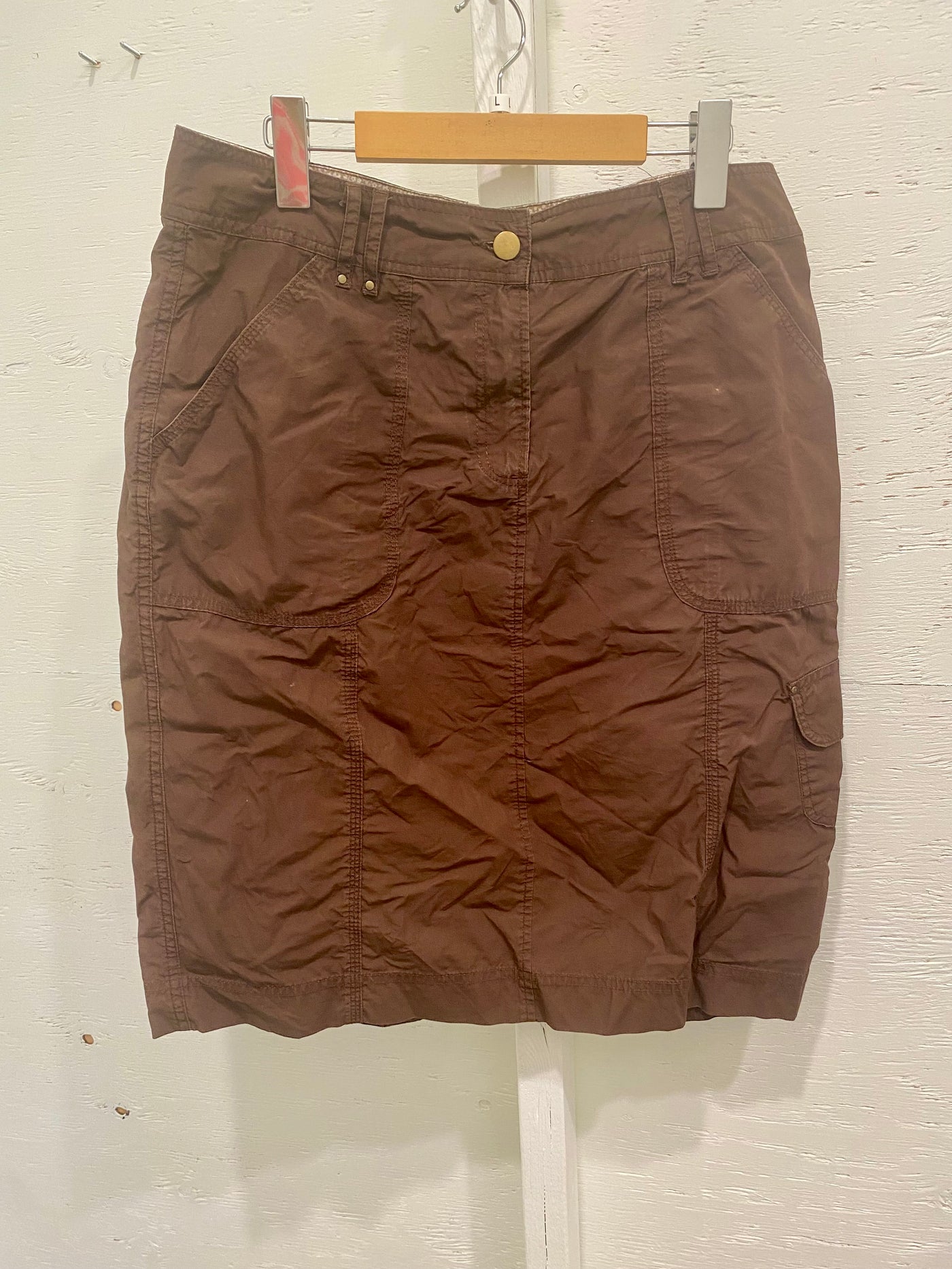 Vintage Brown Cargo Midi Skirt