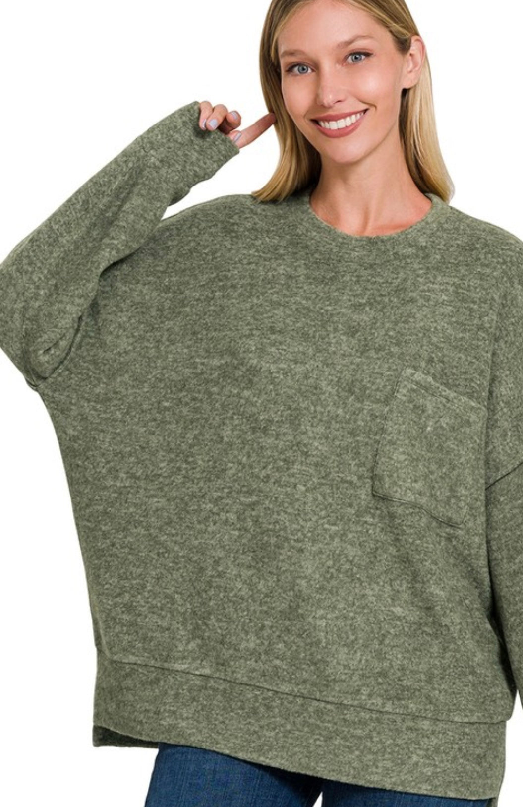 Fleece Oversized Dark Olive Sweater