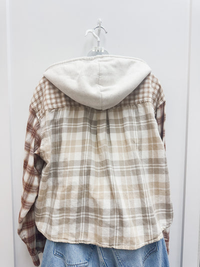 American Eagle Plaid Cropped Hoodie
