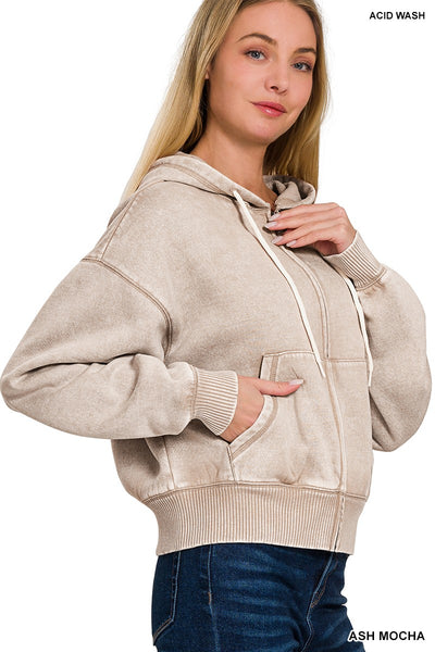 Mocha Fleece Cropped Hoodie