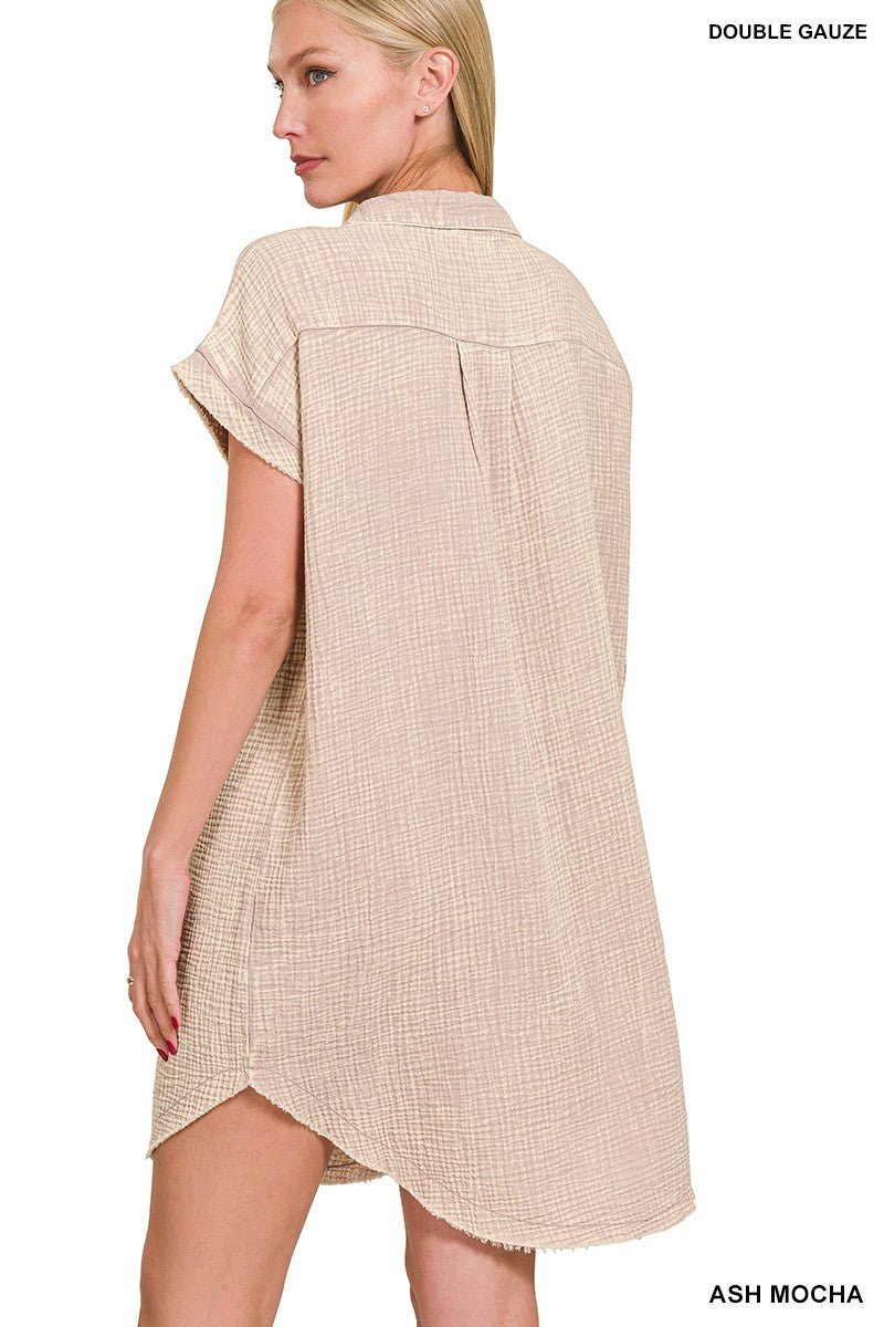 Sand Button Down Dress