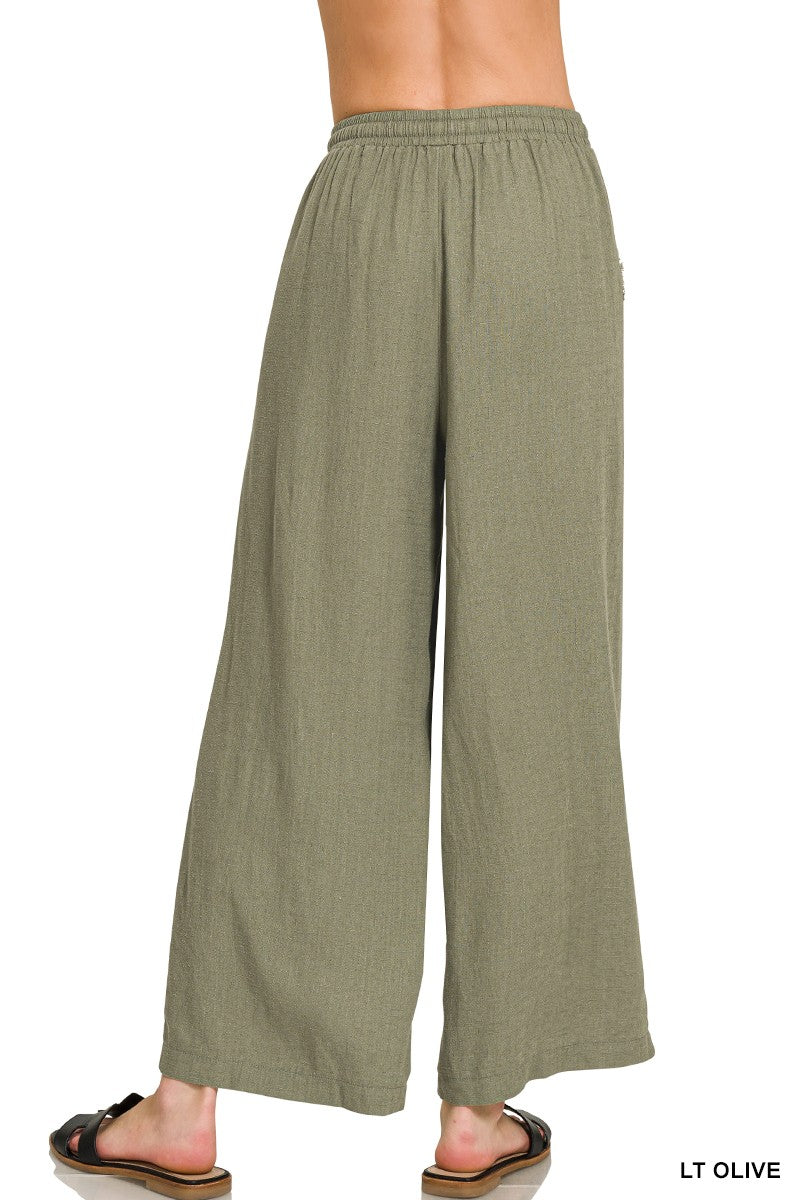 Olive Linen Blend Lounge Pants