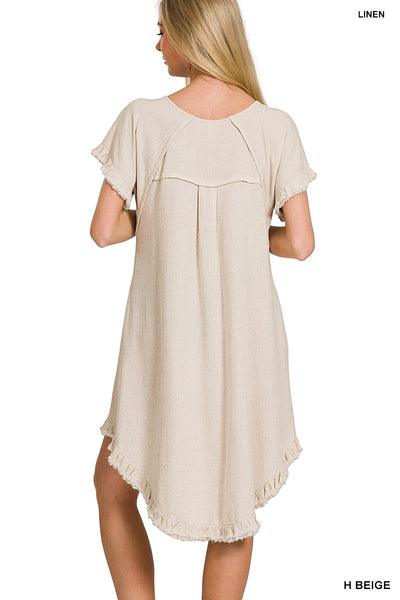 Linen Fringe Flowy Dress