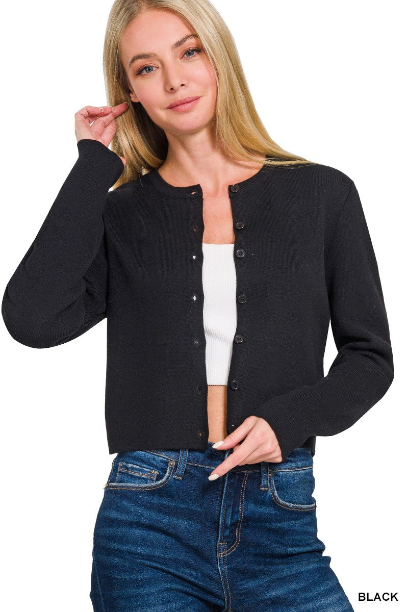 Little Black Button Cardigan