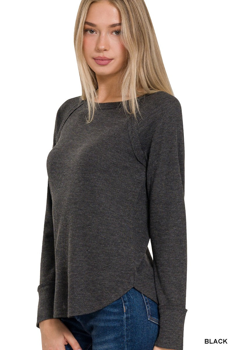 Denim Waffle Knit Long Sleeve