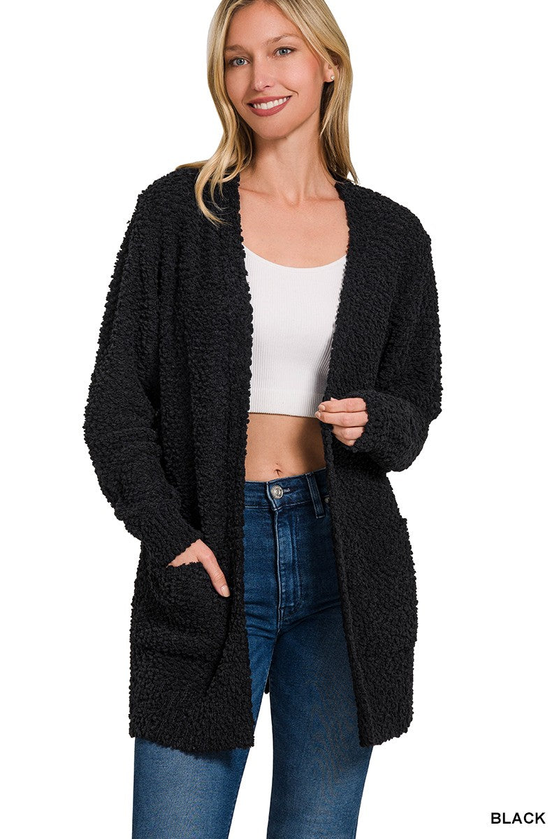 Black popcorn cardigan