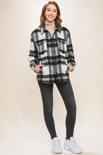 Wool Plaid Button Up Shacket