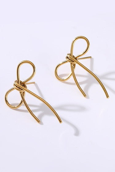18K Stainless Steel Tarnish Free Bow Earrings