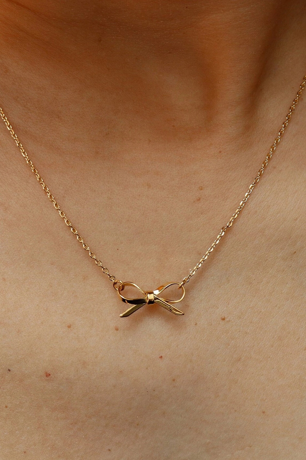 18K Stainless Steel Tarnish Free Bow Necklace