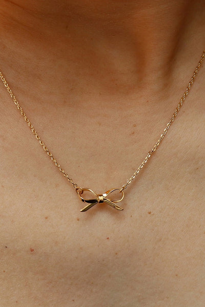 18K Stainless Steel Tarnish Free Bow Necklace
