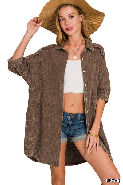Brown Button Down Shirt Dress