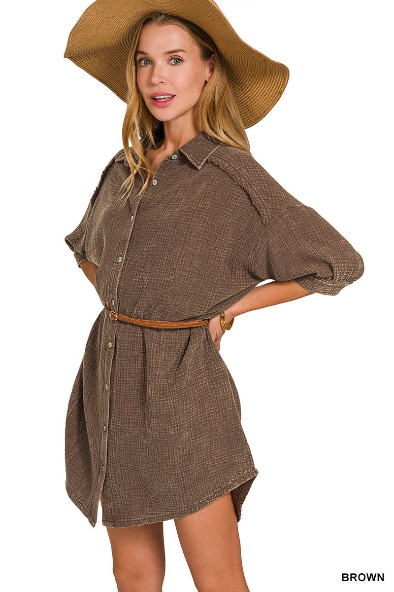 Brown Button Down Shirt Dress