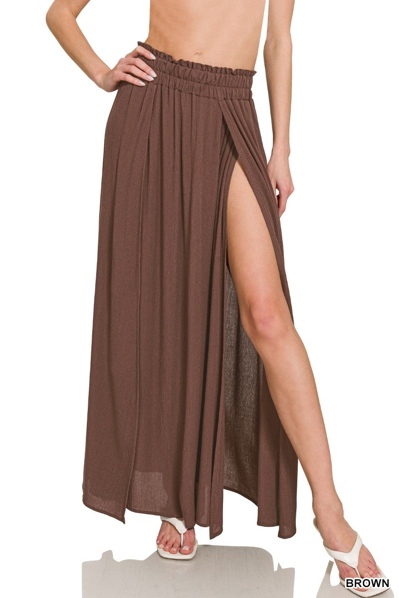 Brown Maxi Flow Skirt