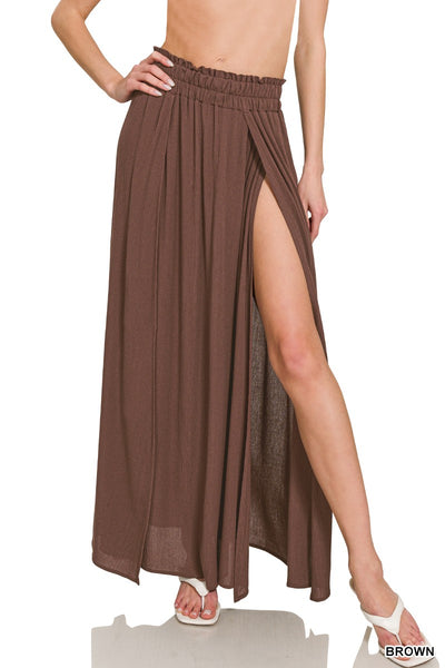 Brown Maxi Flow Skirt